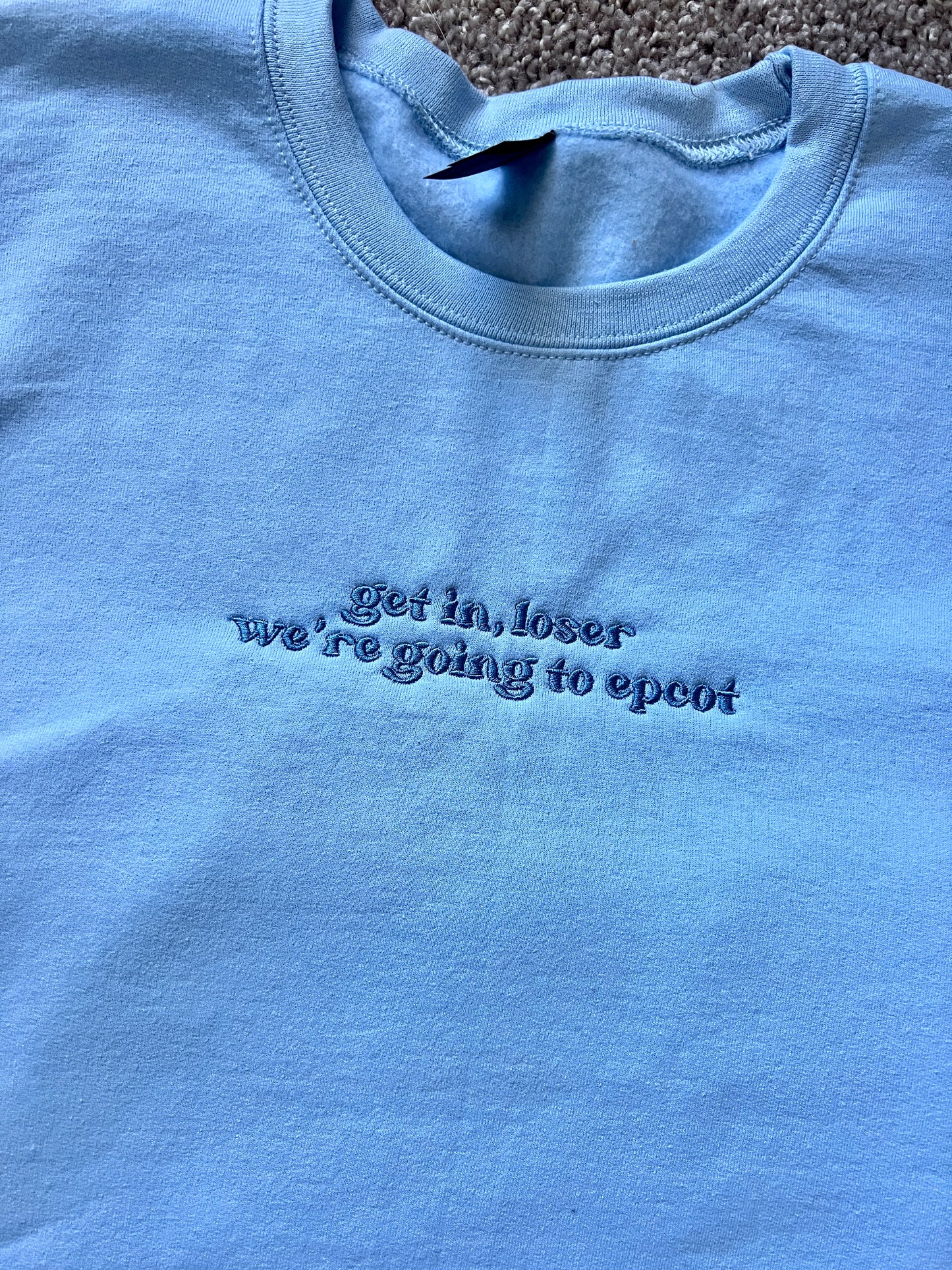 Get In Loser EPCOT Crewneck SPACESHIP EARTH BLUE