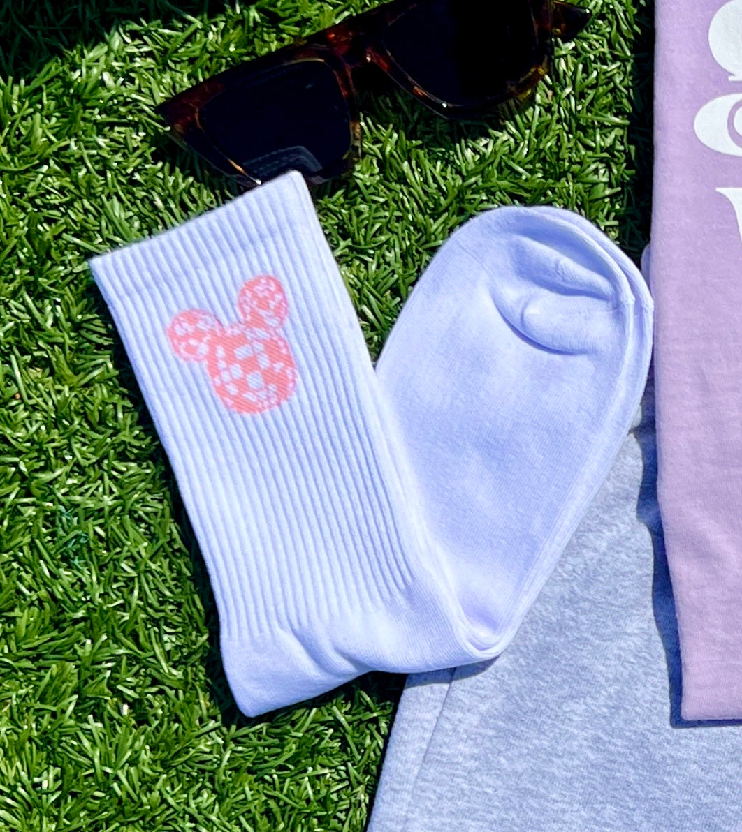 Pink Disco Ball Crew Socks