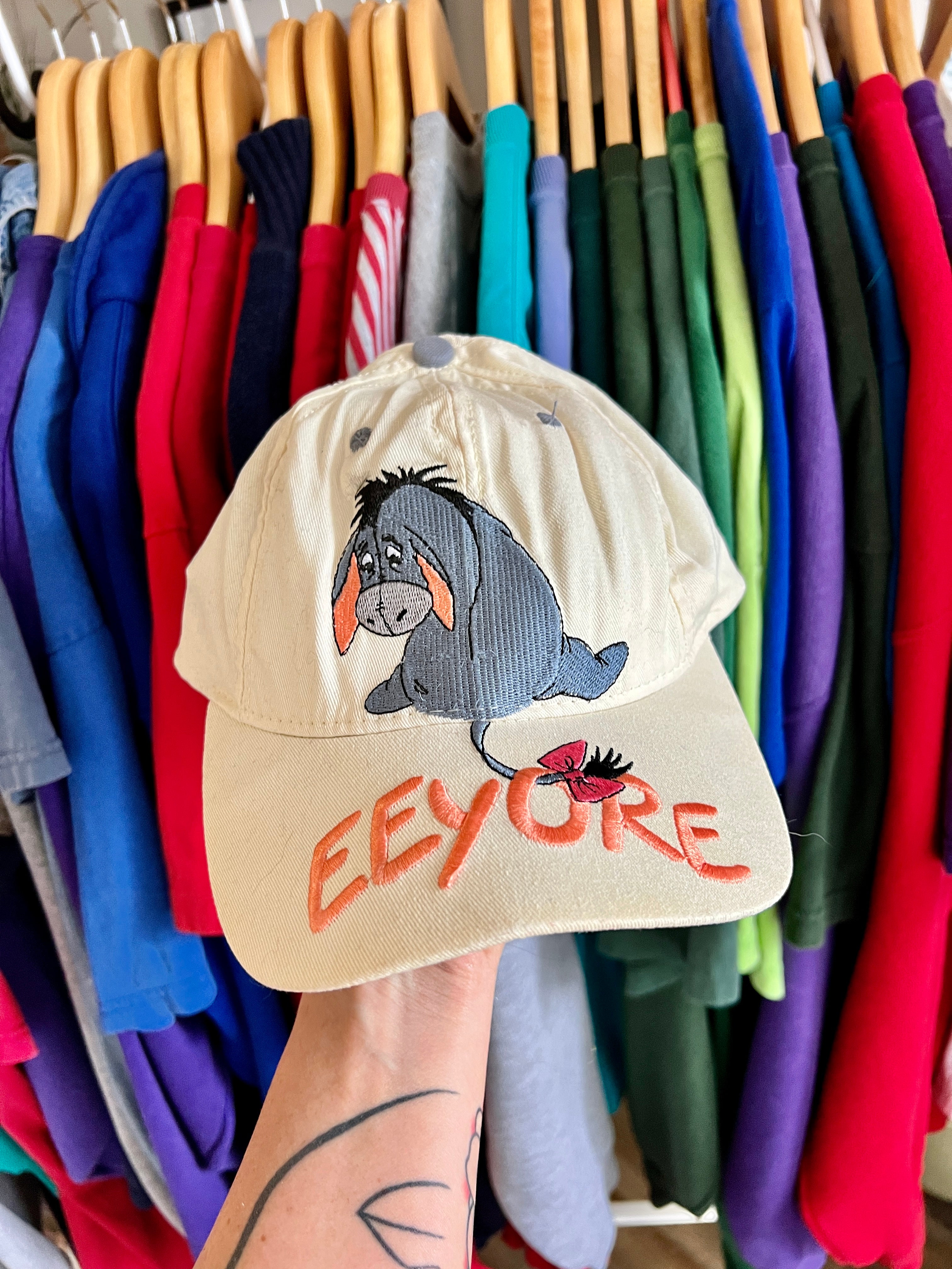 237 Cream Embroidered Eeyore Hat Stuck In Neverland Co 237-cream-embroidered-eeyore-hat-stuck-in-neverland-co