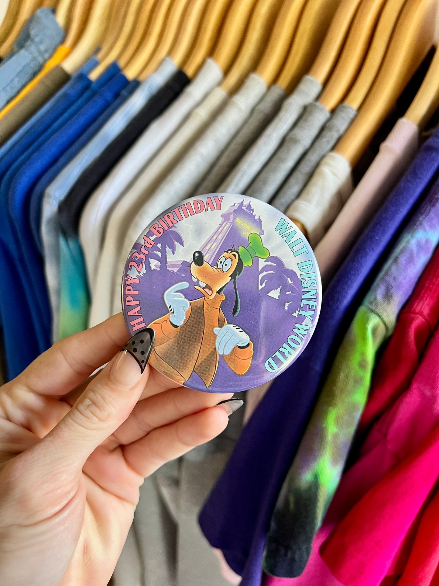 Happy 23rd Birthday Goofy Tower of Terror Button