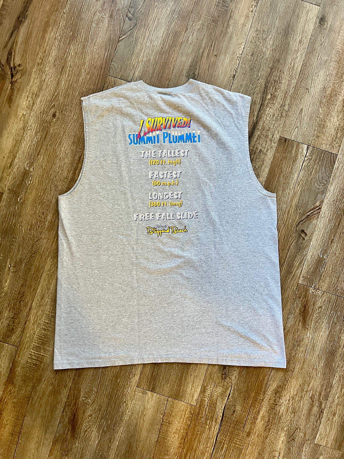 393 -Grey Blizzard Beach I Survived Summit Plummit Sleeveless Shirt - 2X