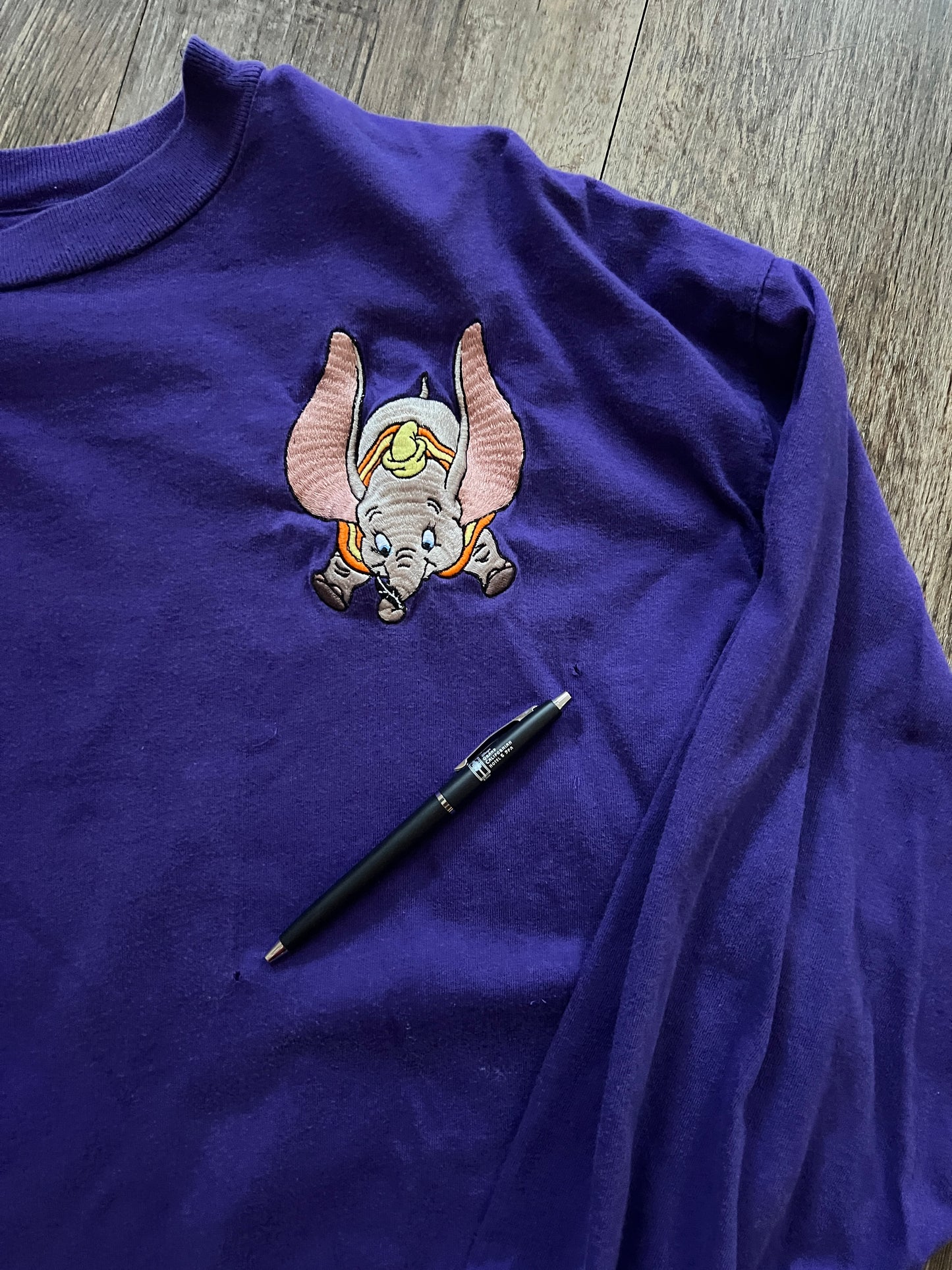 308 -Purple Embroidered Dumbo Long Sleeve Shirt - XL