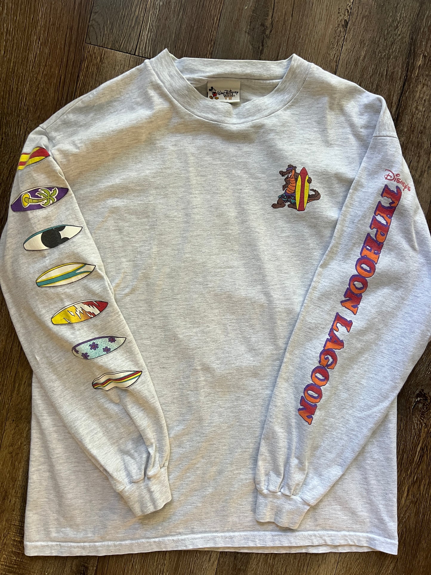 632 -Heather Grey Typhoon Lagoon Surfboard Logo Long Sleeve