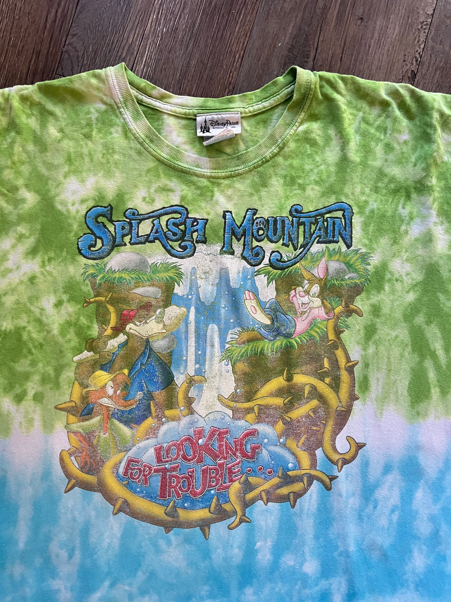 679 -Green & Blue Tie-Dye Lookin' For Trouble Briar Patch Tee - 2X