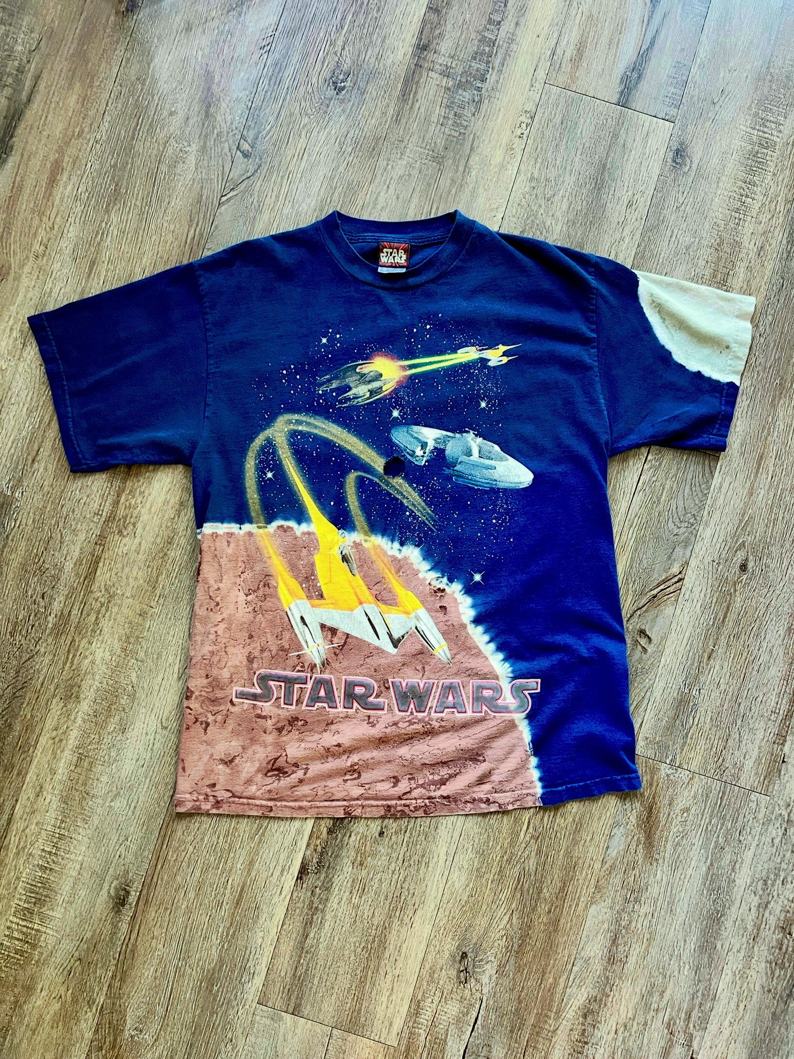 842 -Blue Tie-Dye Star Wars The Phantom Menace Tee - XL – Stuck in 
