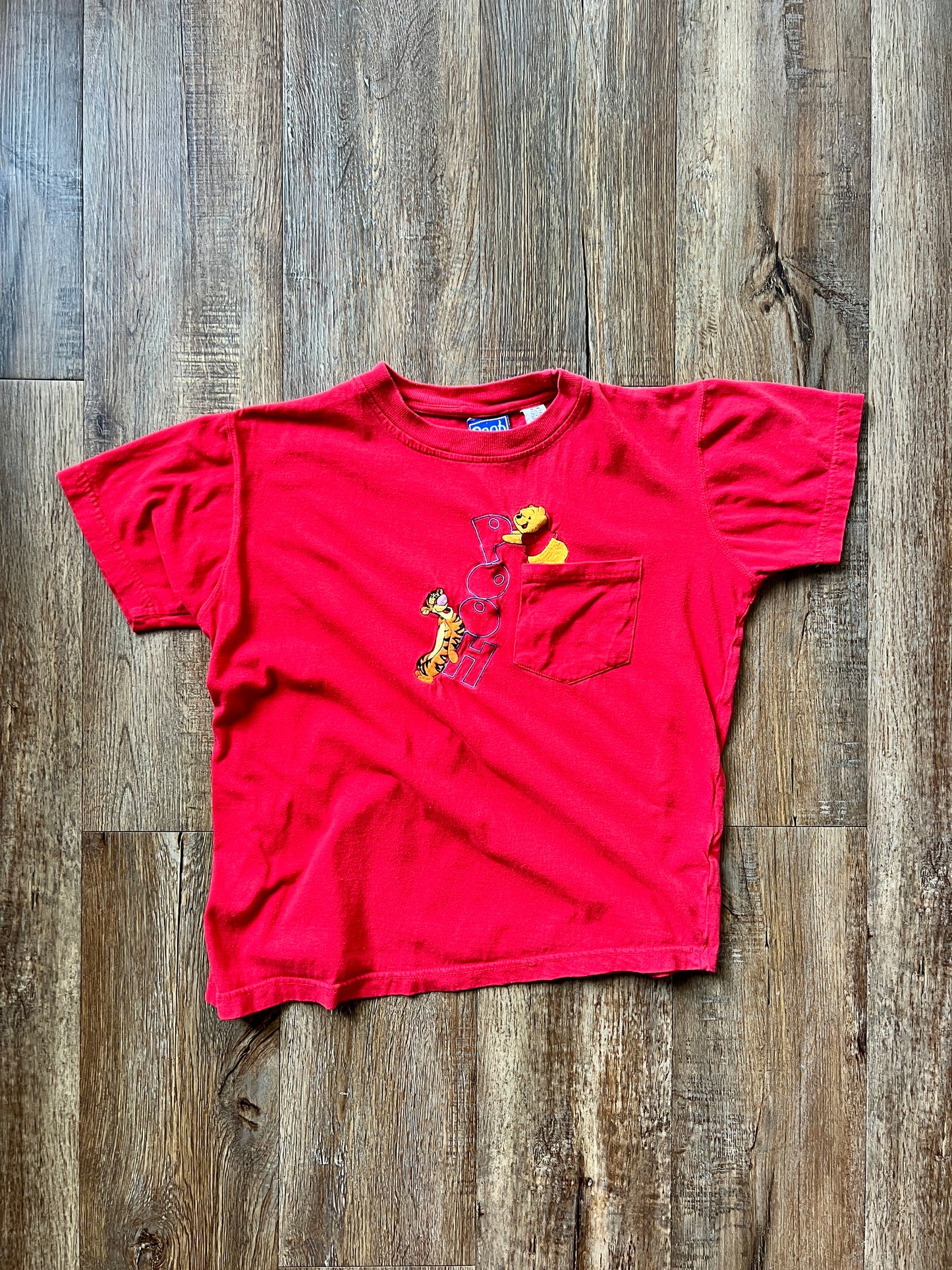 196 -Red WTP & Tigger Embroidered Pooh Pocket Tee - M