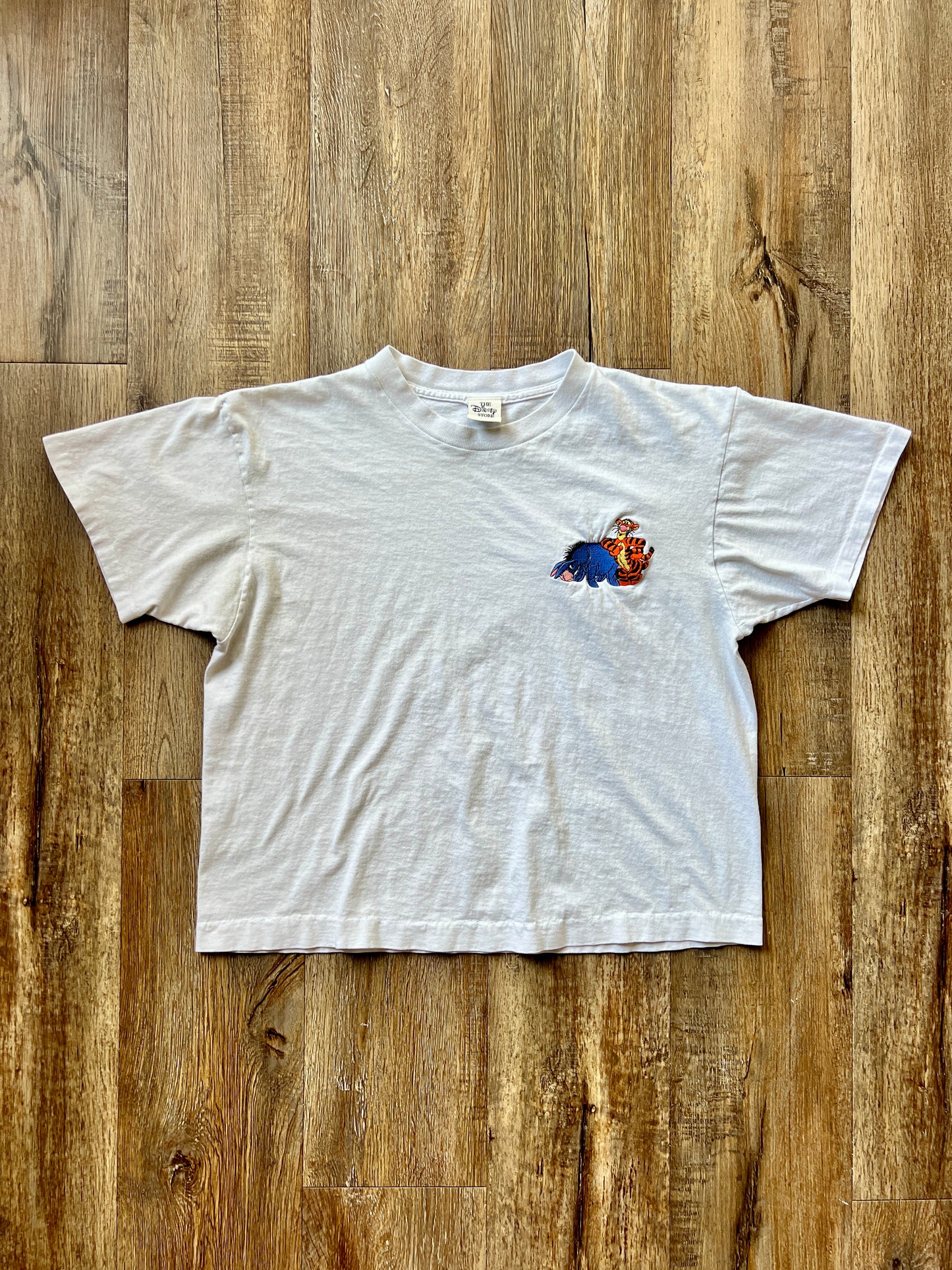 247 -White Tigger Leaning on Eeyore Embroidered Tee - M
