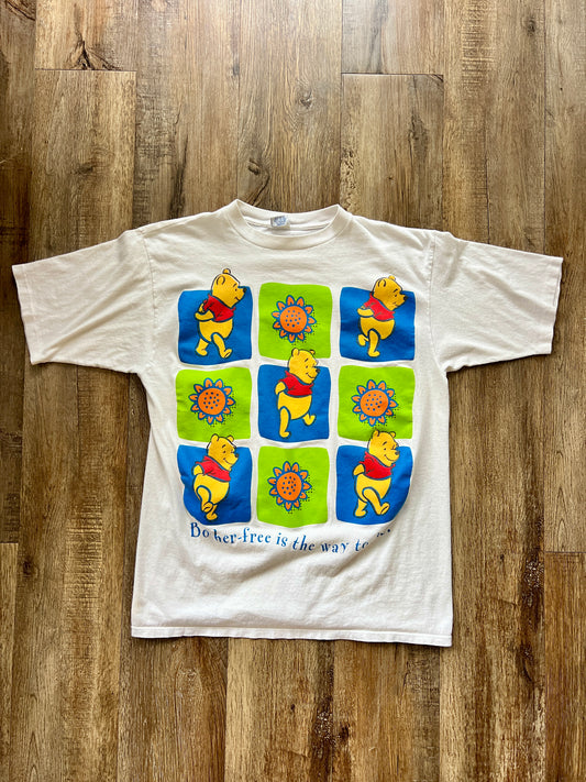 251 -White WTP Blue & Green Grid Bother Free Is The Way To Be Tee - L