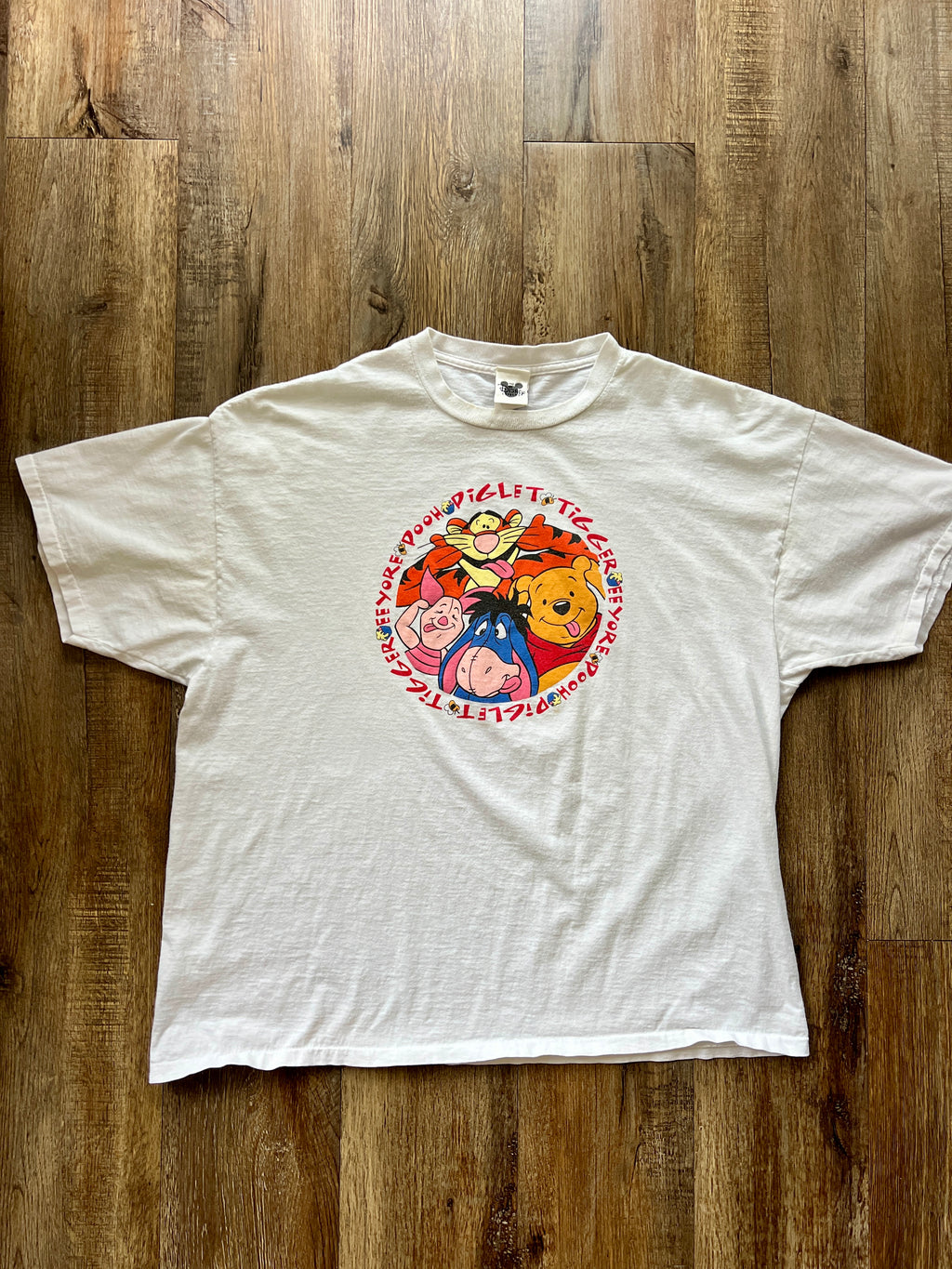 232 -White Funny Face Pooh Piglet Eeyore Tigger Circle Tee -2X