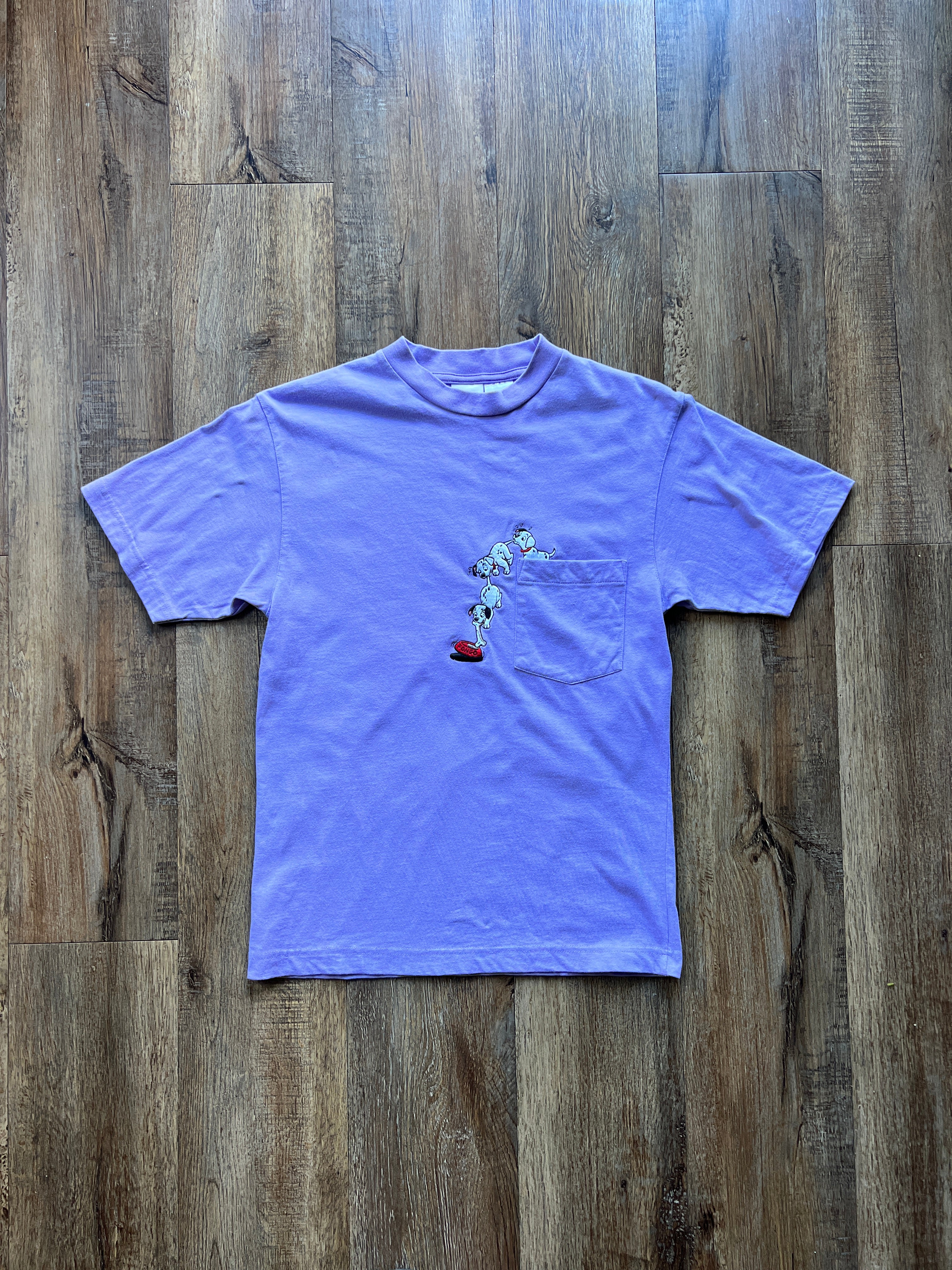 30 - Lavender The Disney Store 101 Dalmatians Pongo Embroidered Pocket Shirt SZ S