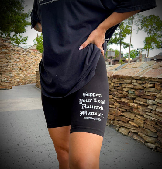 Support Your Local Haunted Mansion Biker Shorts BLACK