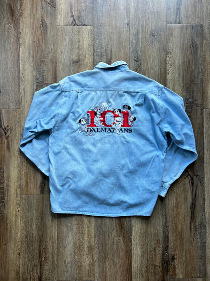 44 -Denim 101 Dalmatians Embroidered Button Up SZ M