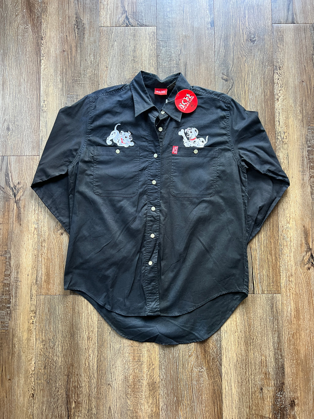 31 -NWT Black 101 Dalmatians Embroidered Button Down SZ S