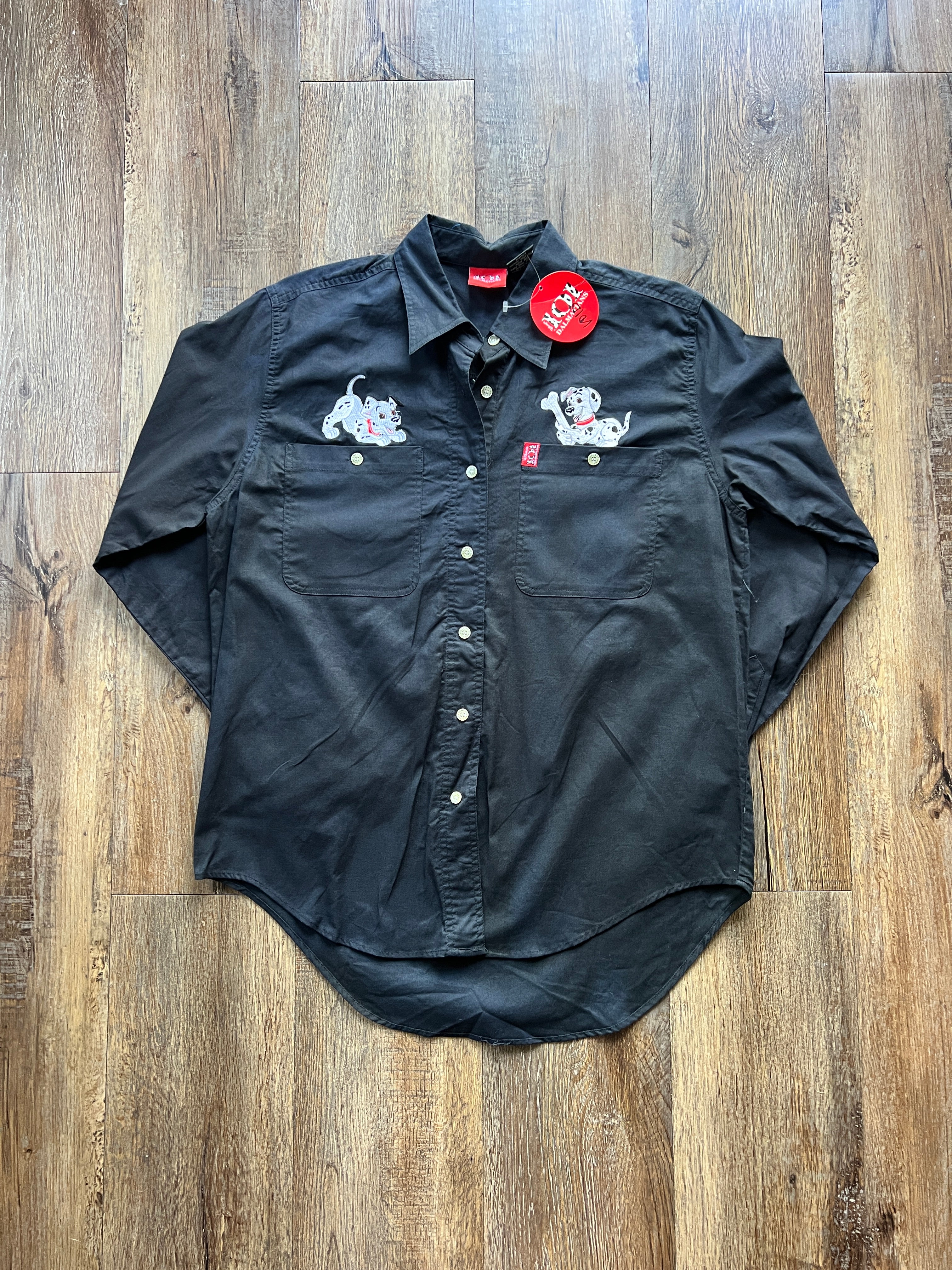 31 -NWT Black 101 Dalmatians Embroidered Button Down SZ S