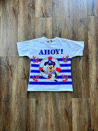 9 - KIDS White Disney by Pilgrim Ahoy! Mickey White Striped Shirt SZ L 14/16