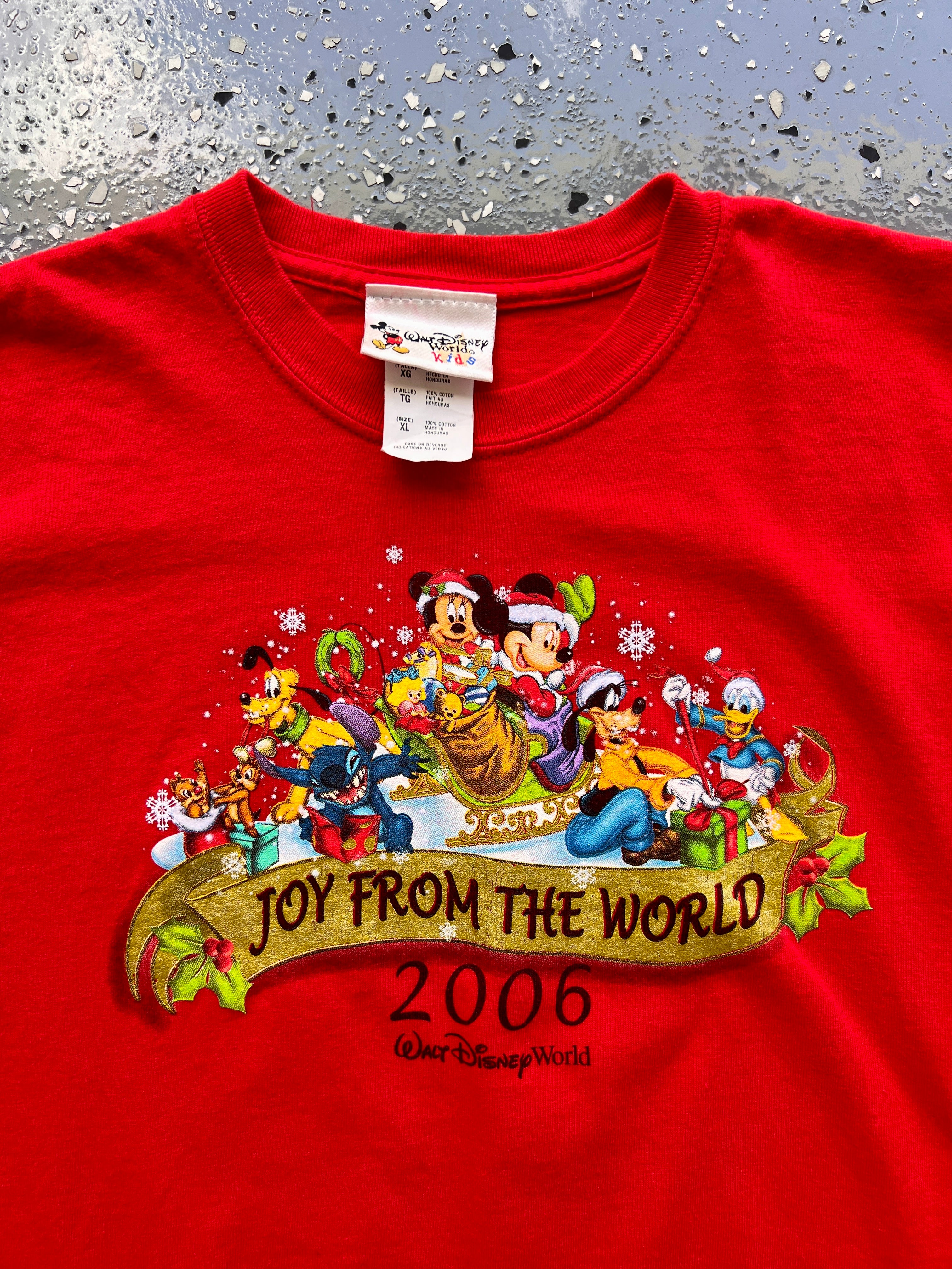 1481 - Red WDW Joy From The World Mickey & Friends Tee - YXL