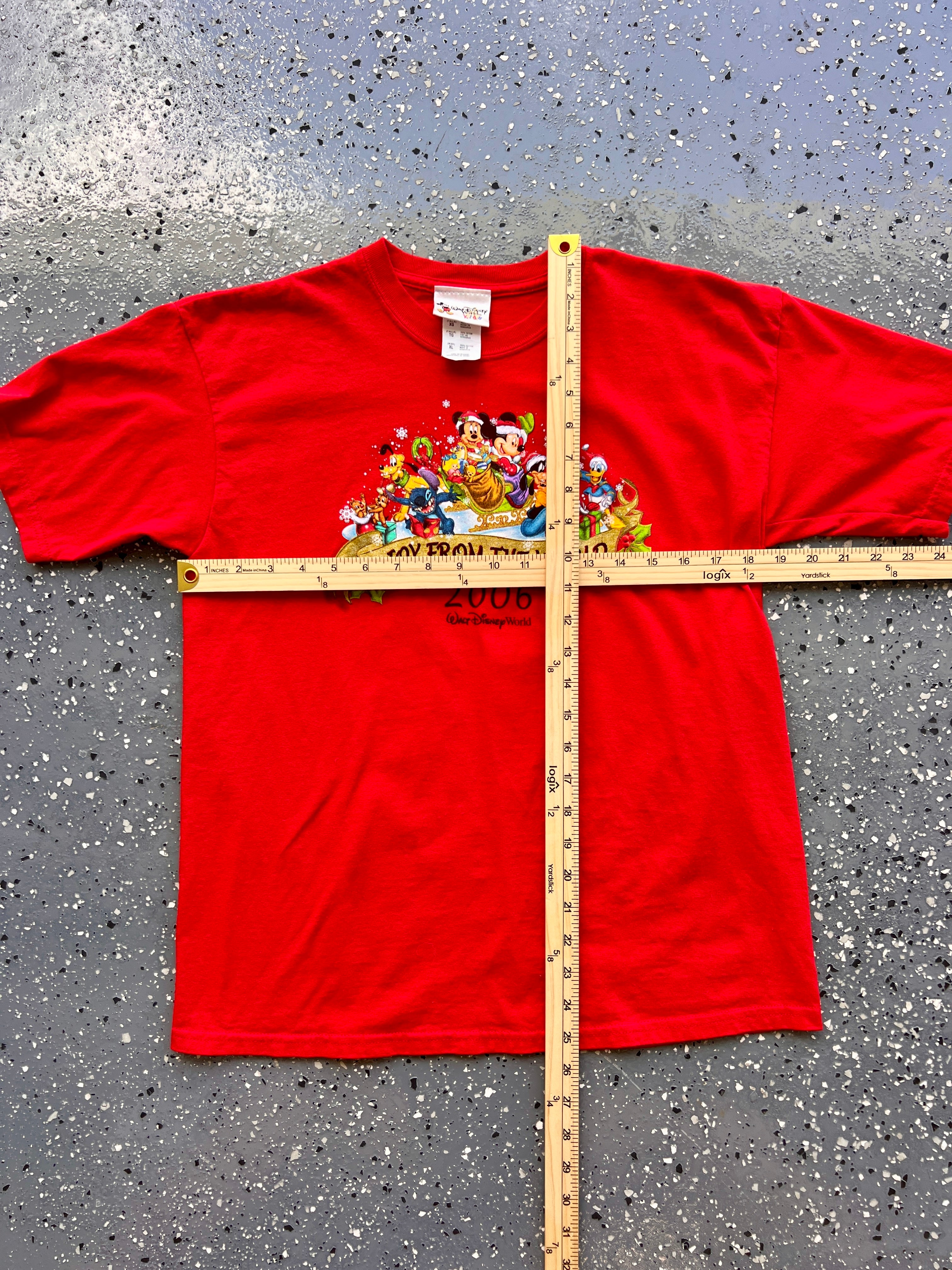 1481 - Red WDW Joy From The World Mickey & Friends Tee - YXL
