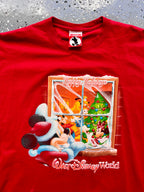 1484 - Red Santa Mickey WDW Logo Window Tee -
