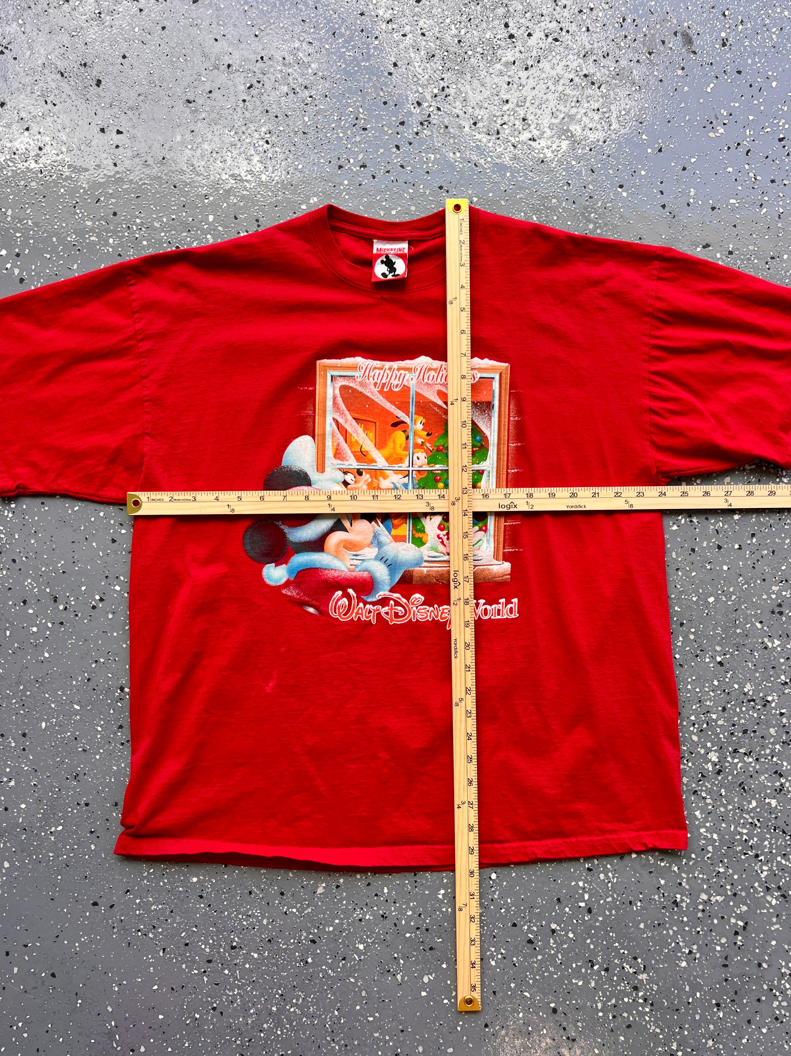 1484 - Red Santa Mickey WDW Logo Window Tee -