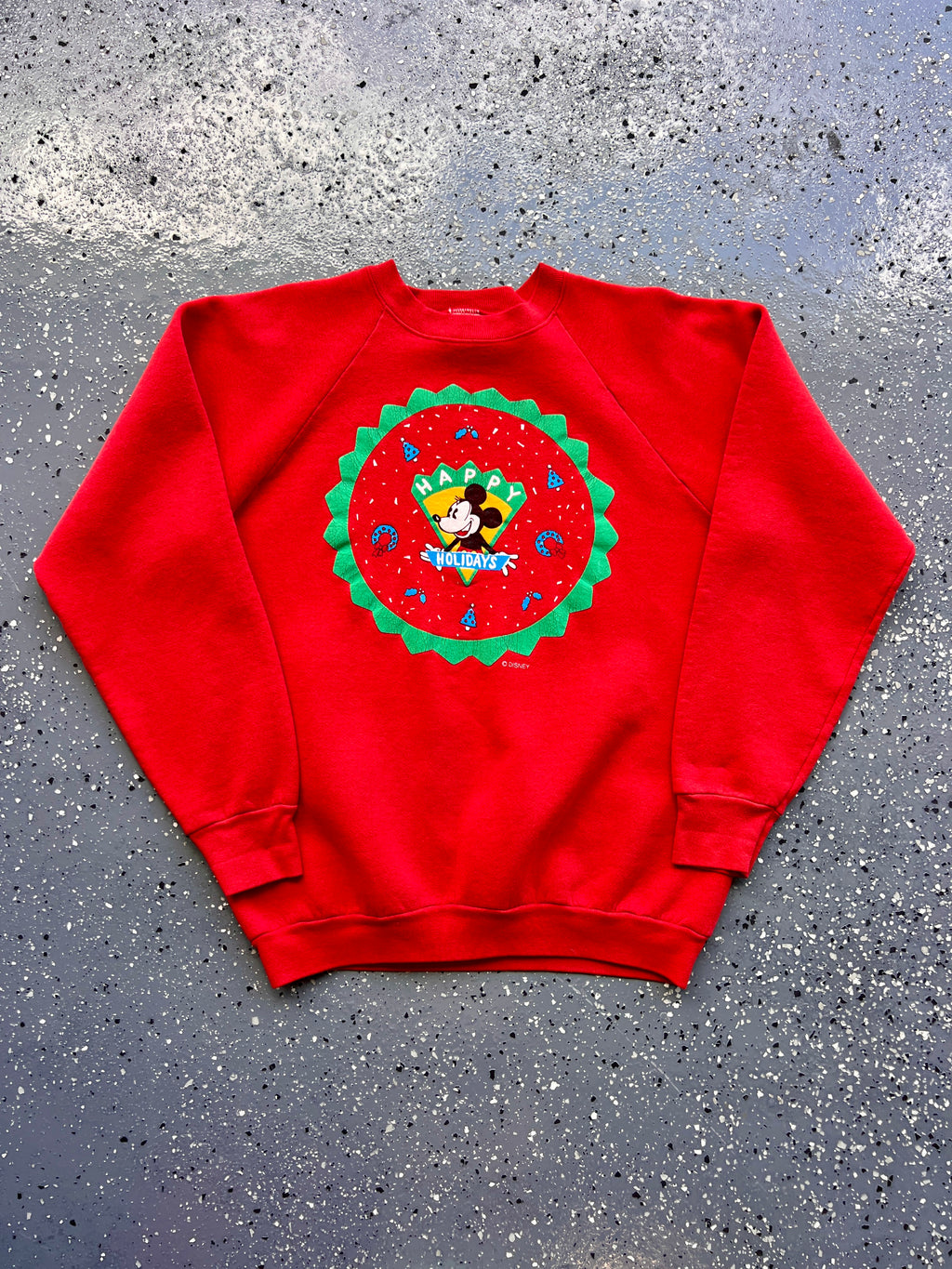 1485 - Red Happy Holidays Mickey Crewneck - XL