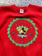 1485 - Red Happy Holidays Mickey Crewneck - XL