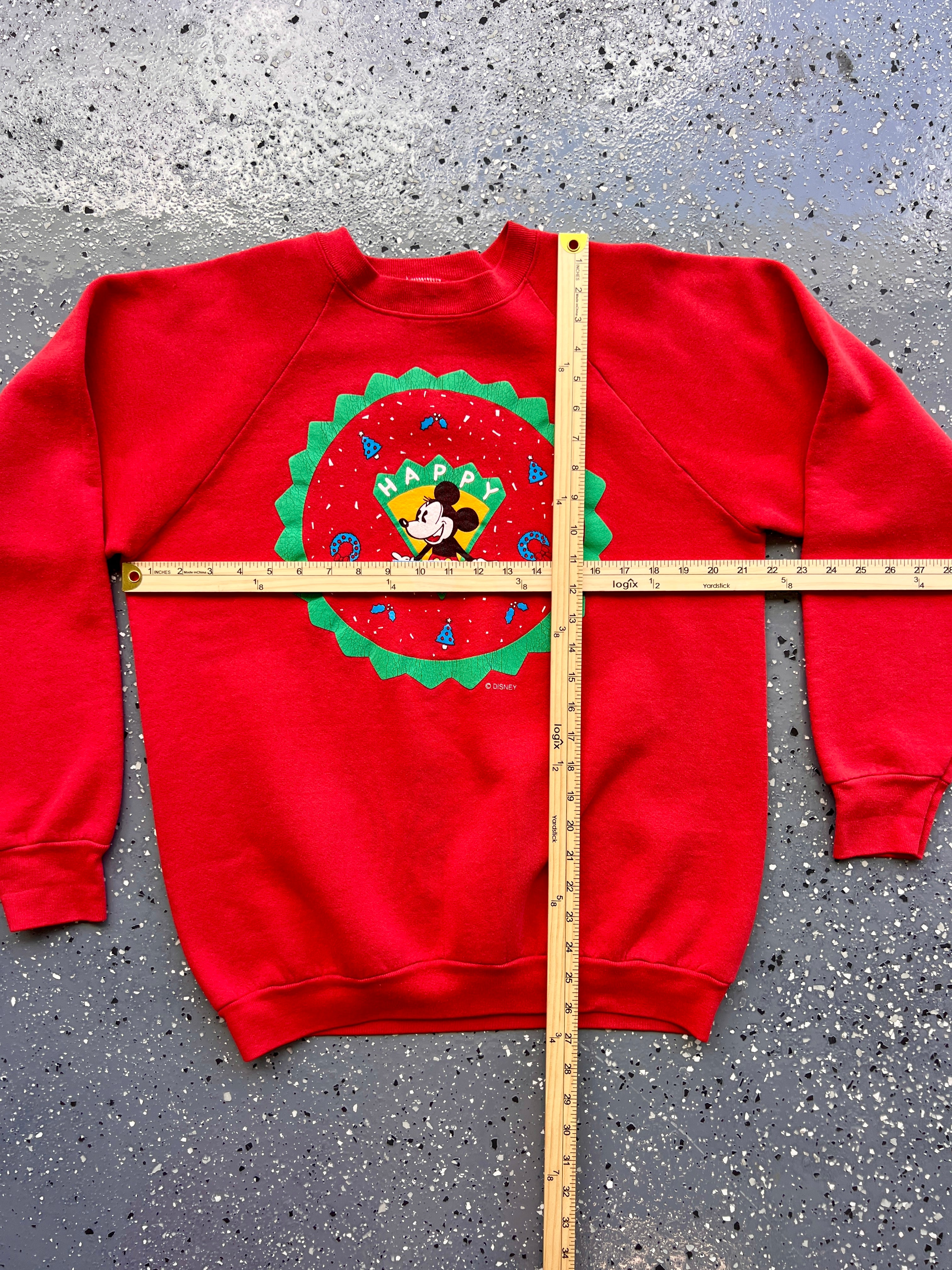 1485 - Red Happy Holidays Mickey Crewneck - XL