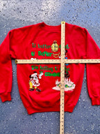1488 - Red Mickey & Minnie You Better Watch Out Crewneck - M