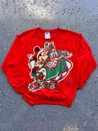 1489 - Red Santa Mickey & Minnie Merry Christmas Sleigh Crewneck - M