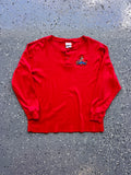 1491 - Red Embroidered Goofy Christmas Lights Henley - S