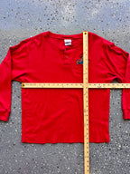 1491 - Red Embroidered Goofy Christmas Lights Henley - S