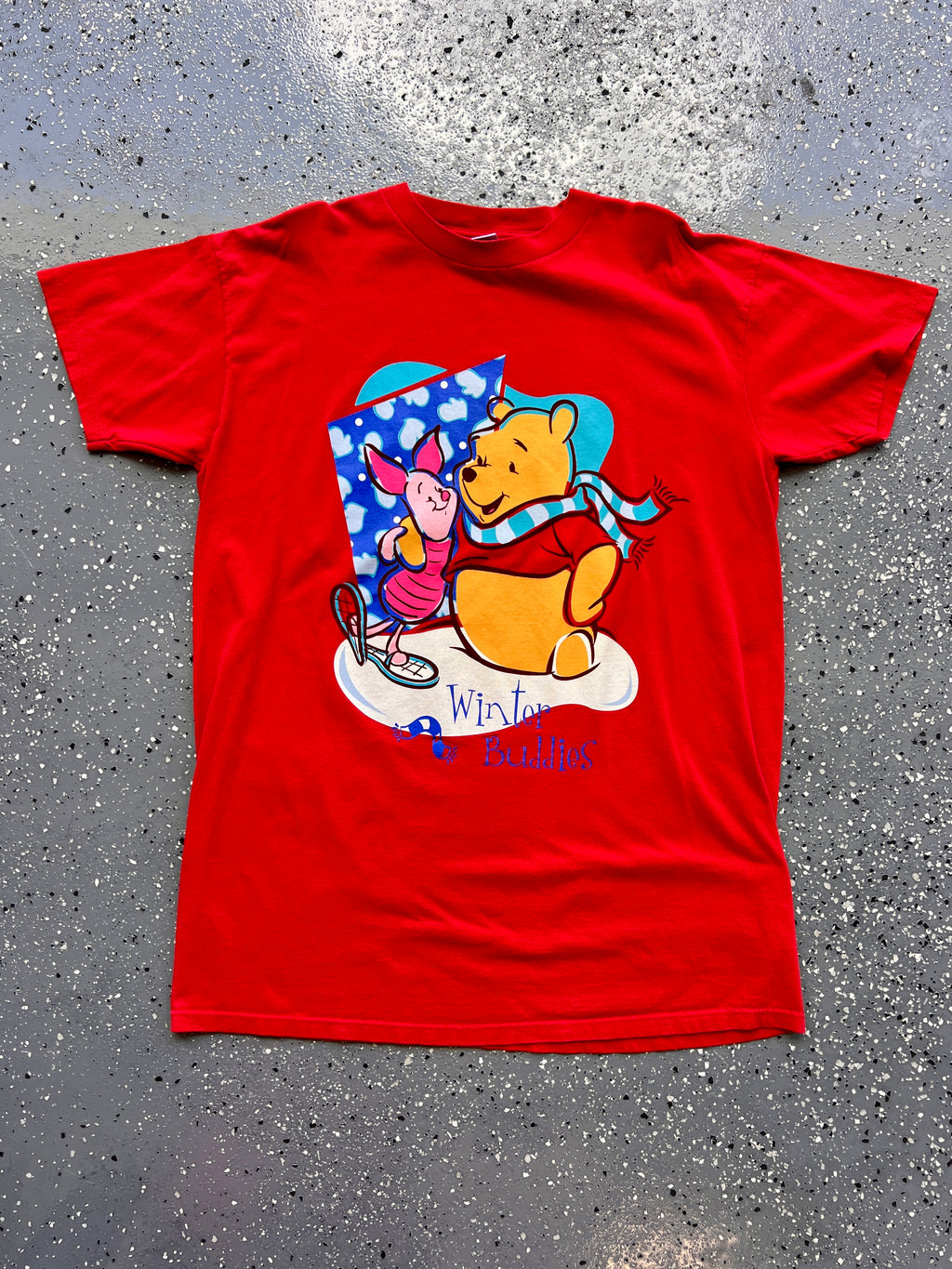 1493 - Red Winnie The Pooh & Piglet Winter Buddies Sleep Shirt - OSFA