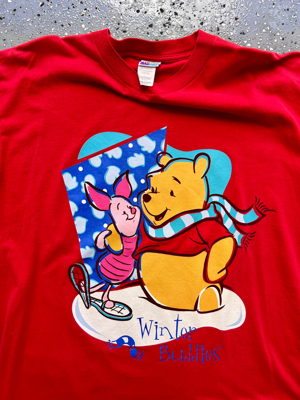 1493 - Red Winnie The Pooh & Piglet Winter Buddies Sleep Shirt - OSFA