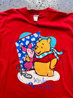 1493 - Red Winnie The Pooh & Piglet Winter Buddies Sleep Shirt - OSFA