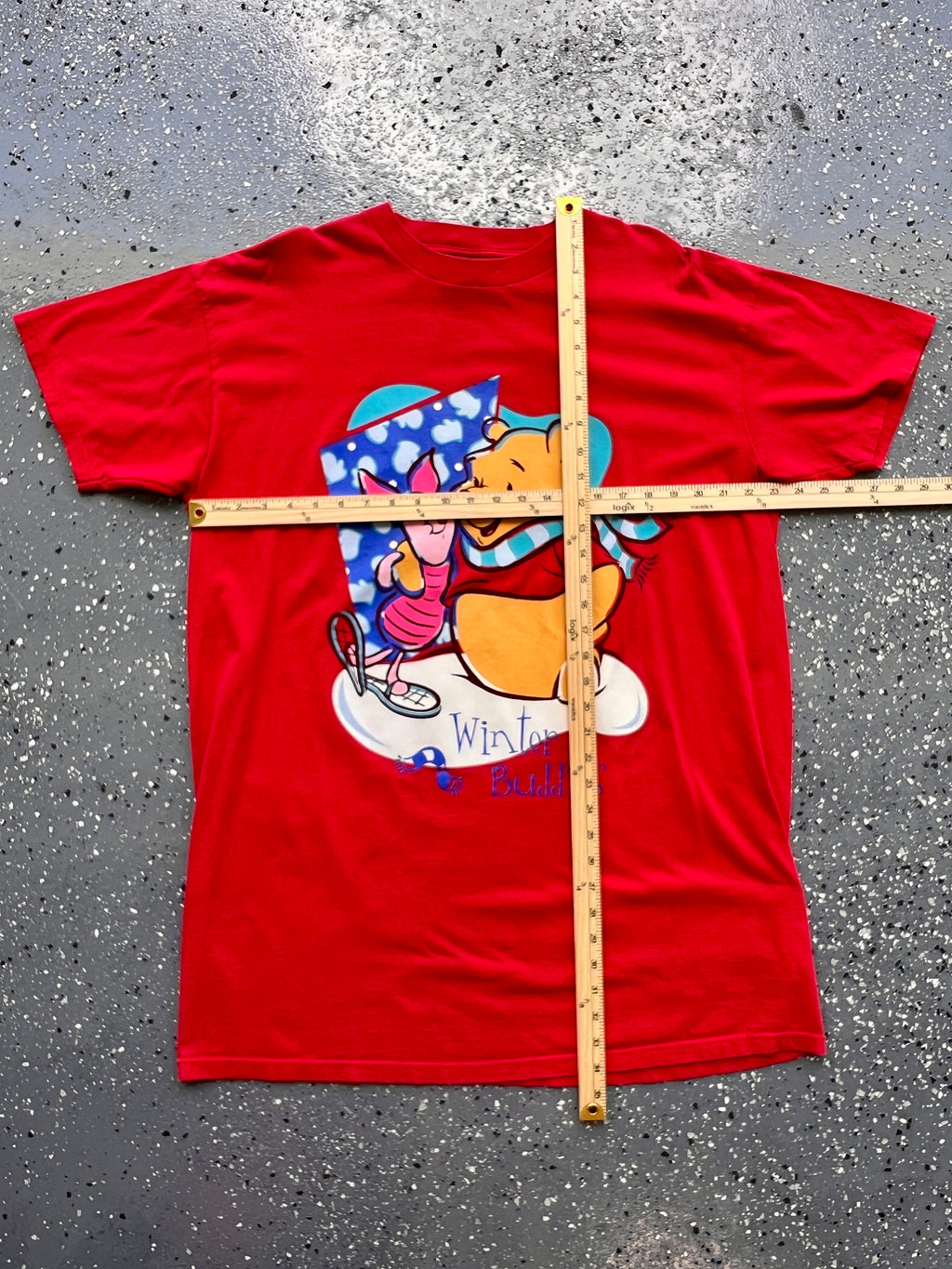 1493 - Red Winnie The Pooh & Piglet Winter Buddies Sleep Shirt - OSFA