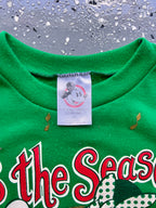 1496 - Green Santa Mickey & Minnie 'Tis the Season Mistletoe Crewneck - M