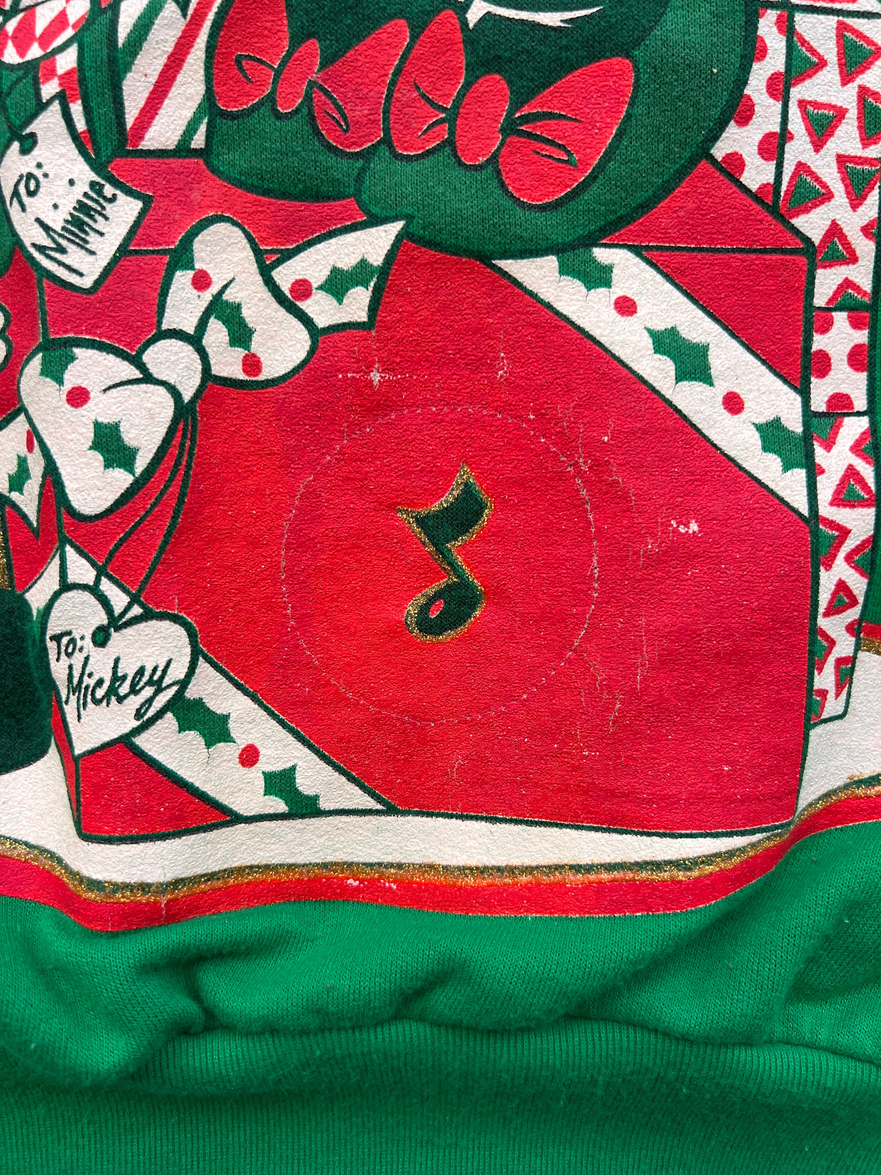 1496 - Green Santa Mickey & Minnie 'Tis the Season Mistletoe Crewneck - M