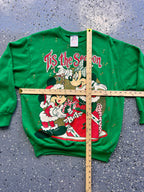1496 - Green Santa Mickey & Minnie 'Tis the Season Mistletoe Crewneck - M