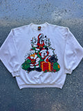 1499 - White Mickey, Goofy, & Donald Holidays Lights Crewneck - XL