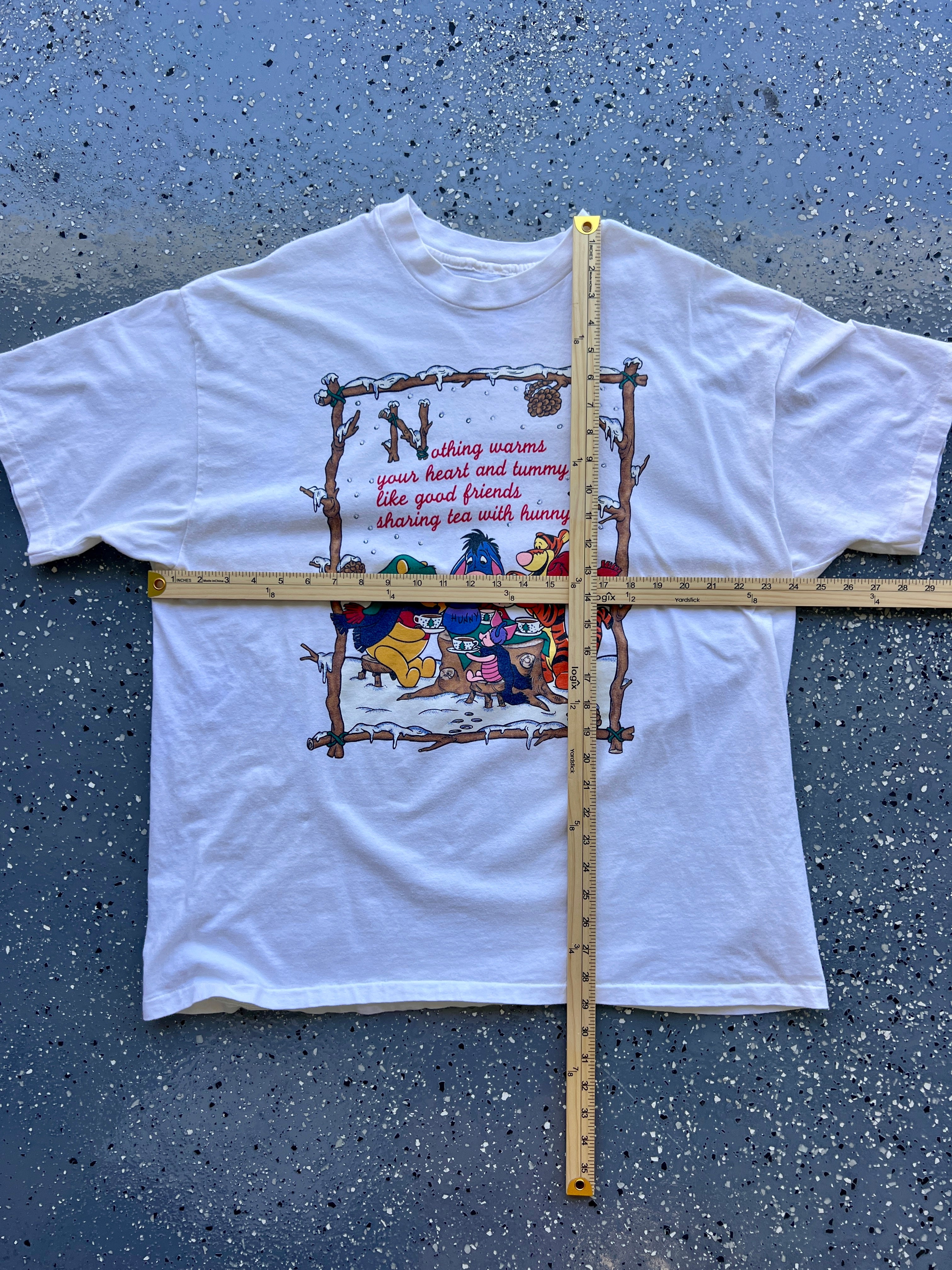 1500 - White Winnie The Pooh & Friends Holiday Tea Party Tee - NT / XL