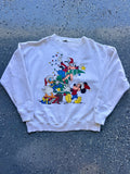 1501 - White Mickey, Goofy, & Donald Decorating Christmas Tree Crewneck - NT / XL