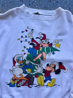 1501 - White Mickey, Goofy, & Donald Decorating Christmas Tree Crewneck - NT / XL