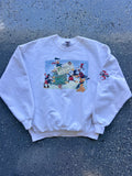 1502 - 1998 White Mickey & Friends Seasons Greetings Crewneck - XL
