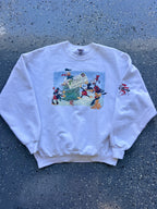 1502 - 1998 White Mickey & Friends Seasons Greetings Crewneck - XL