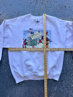 1502 - 1998 White Mickey & Friends Seasons Greetings Crewneck - XL