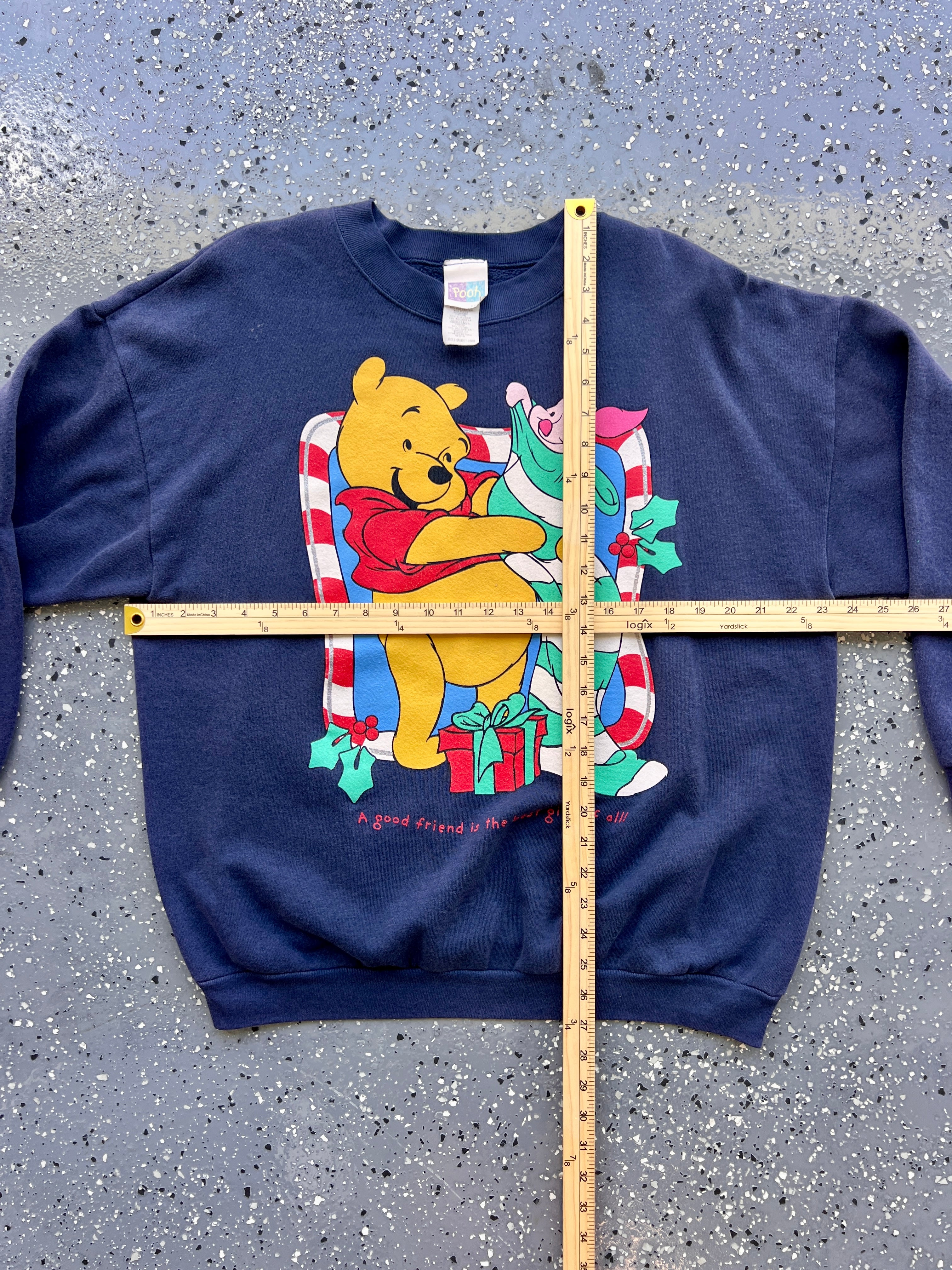 1504 - Navy Winnie the Pooh & Piglet Stocking Crewneck - XL