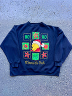 1507 - Navy Embroidered Winnie the Pooh Ho Ho Ho Crewneck - NT / XL