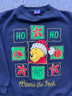 1507 - Navy Embroidered Winnie the Pooh Ho Ho Ho Crewneck - NT / XL