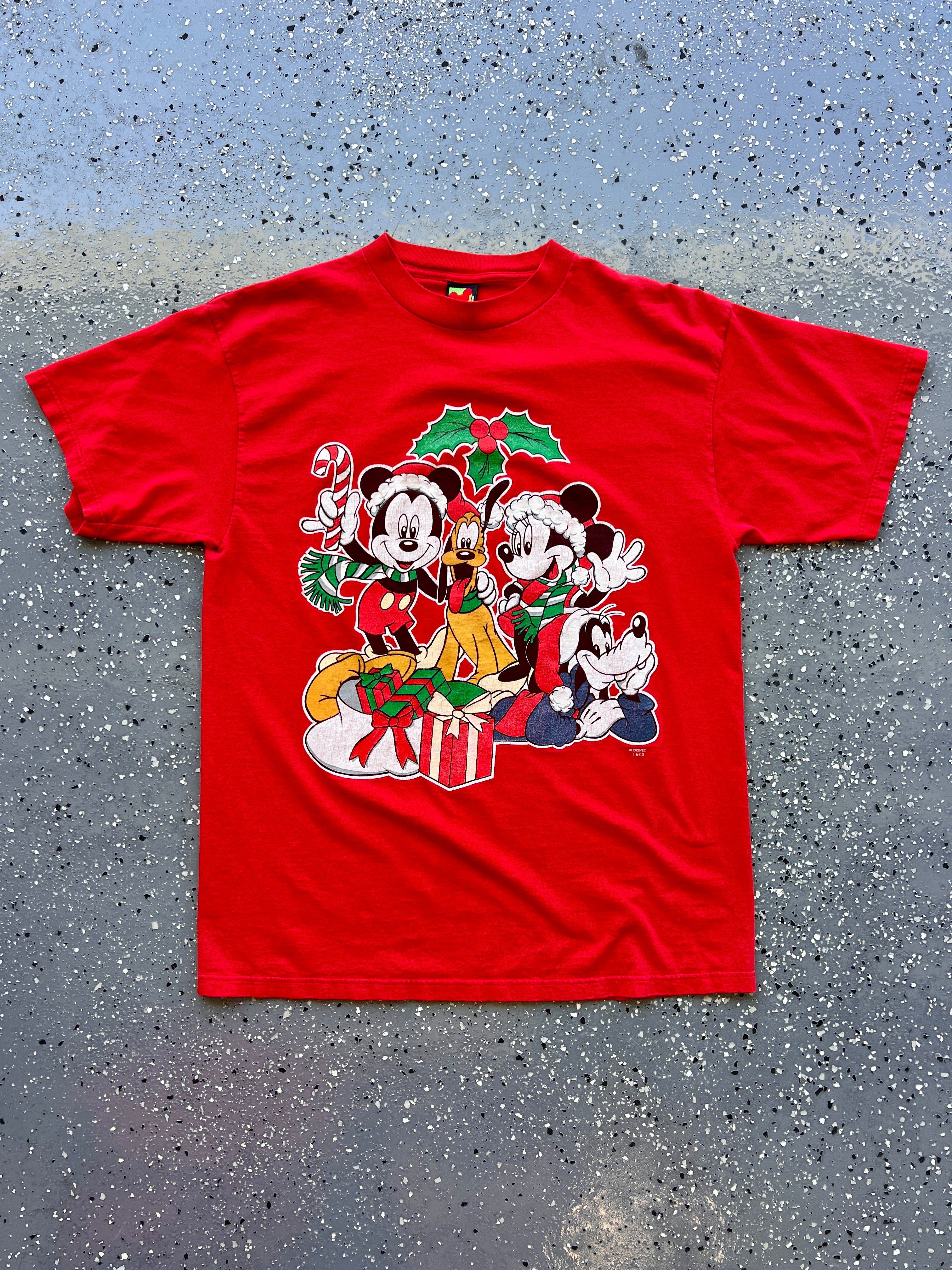 1510 - Red Mickey, Minnie, & Pluto Holiday Gift Tee - OSFA