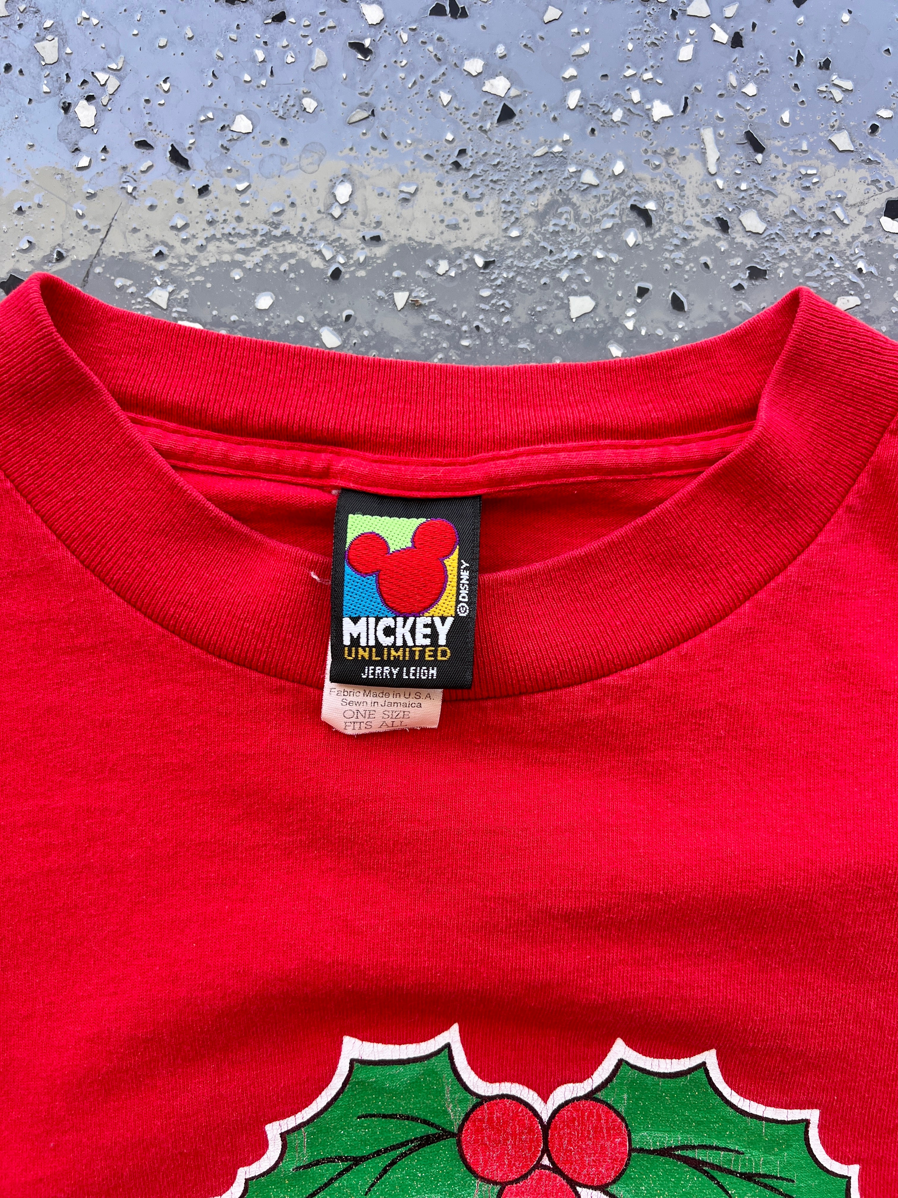 1510 - Red Mickey, Minnie, & Pluto Holiday Gift Tee - OSFA
