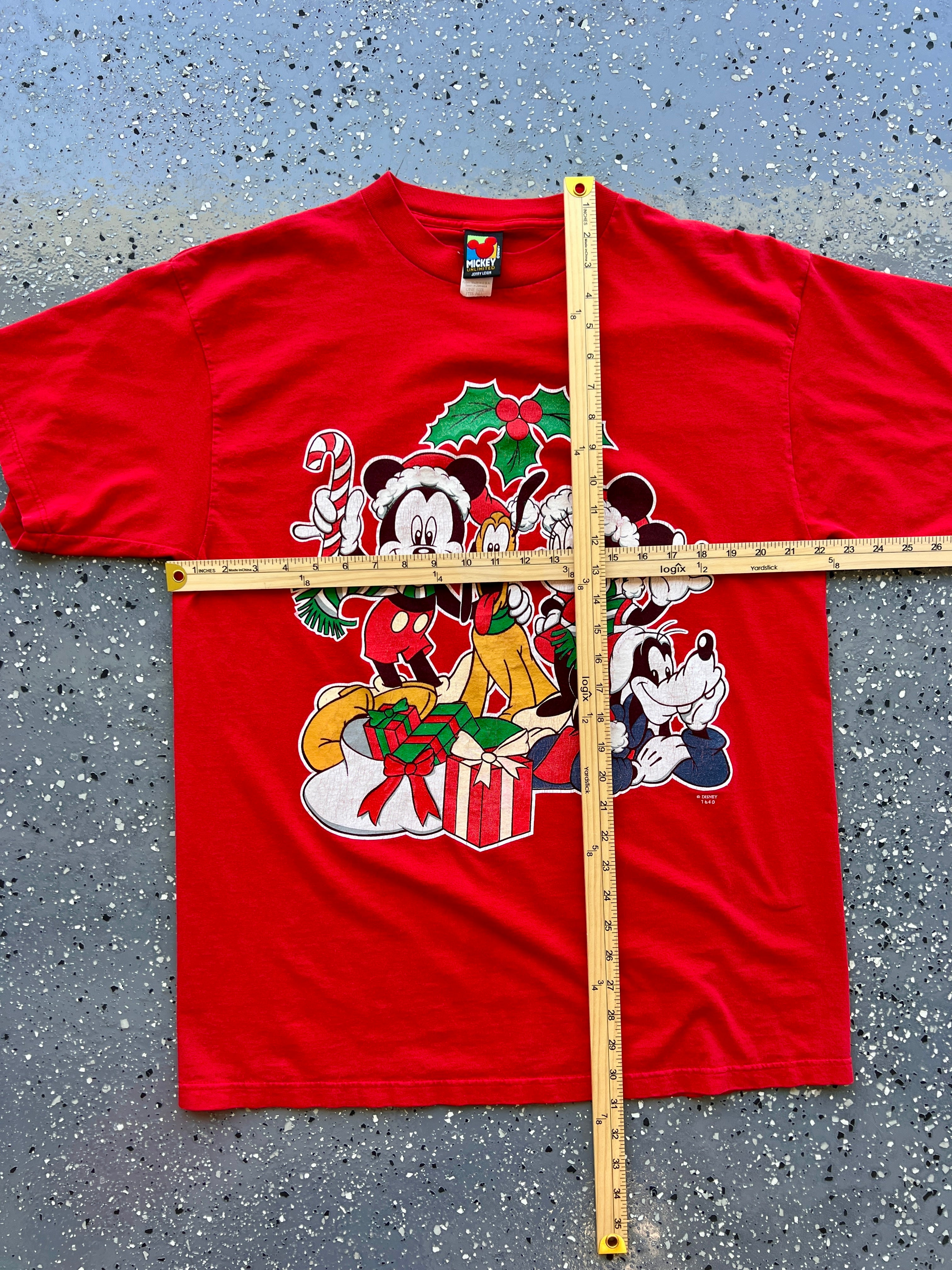 1510 - Red Mickey, Minnie, & Pluto Holiday Gift Tee - OSFA